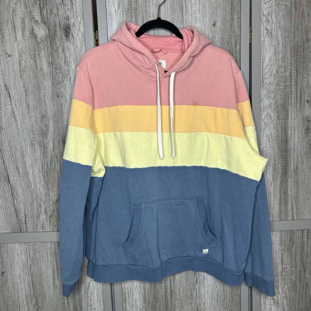 Marine Layer Hoodie Color Block Blue Yellow Orange Pink